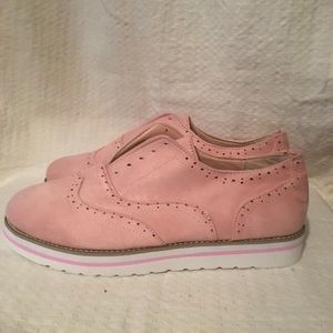 Women’s Pink Platform Brogue Flats